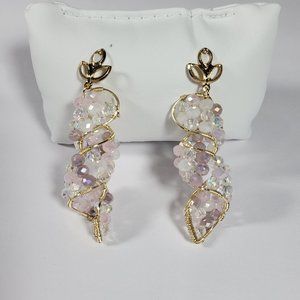18K GOLD PLATED EARRINGS WITH PINK CRYSTALS